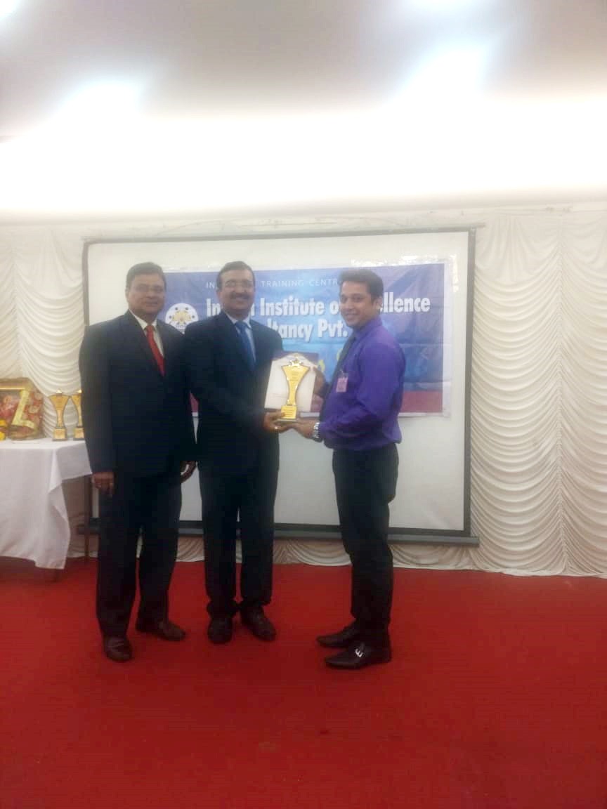 Awarded by Chairman of IOE Group, Trainer , Motivator & Life coach  Mr.Mukesh Joshi sir